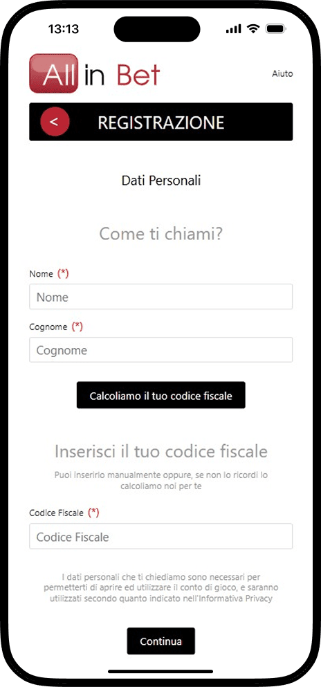 Registrati su Allinbet